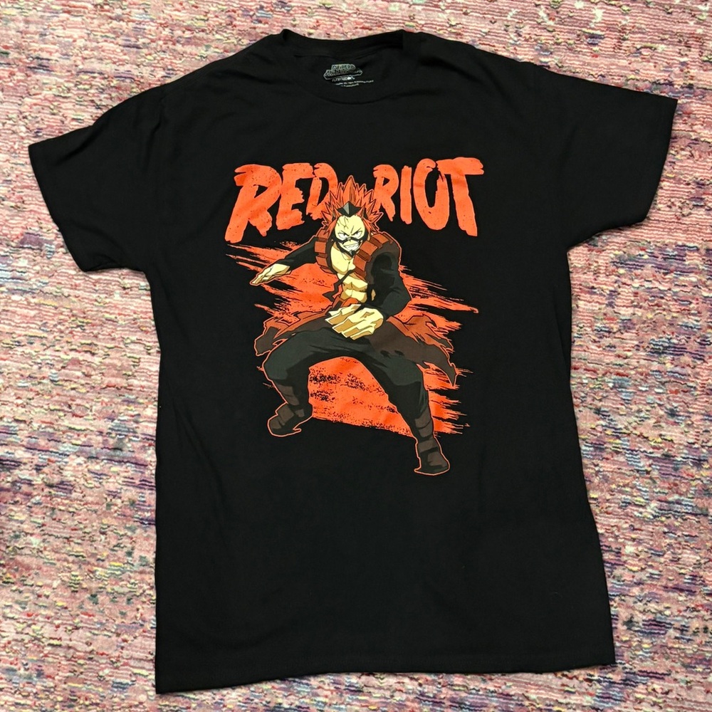 Red Riot My Hero Academia Manga Anime Series Black Graphic Tee Medium